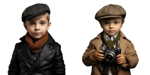 Stylishly dressed young boy enjoys photo session
