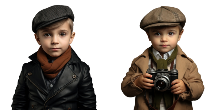 Stylishly dressed young boy enjoys photo session