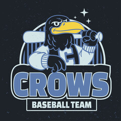 Crow Baseball Sport Team Mascot Logo