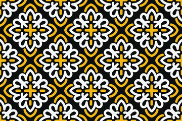 Spanish tile pattern vector seamless with floral ornaments. Portuguese azulejos ceramic, mexican talavera, italian sicily majolica design. Texture for kitchen wallpaper or bathroom flooring.