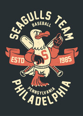 Seagulls Baseball Sport Team Vintage Shirt in Retro Style
