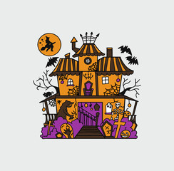 illustration vector graphic halloween house illustration 