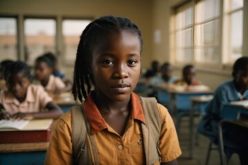 African girl at elementary school