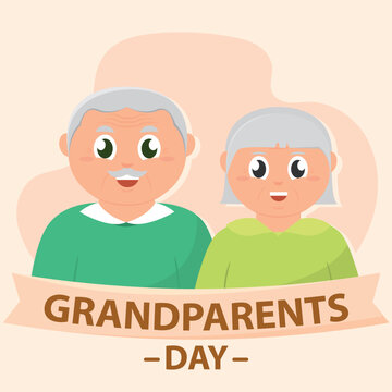 Cute grandma and grandpa couple characters Happy grandparents day Vector