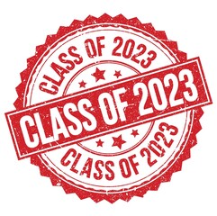 CLASS OF 2023 text on red round stamp sign
