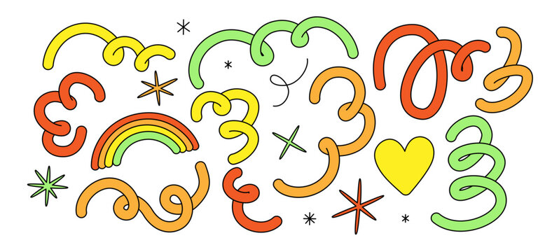 Vector logo design template and graphic elements for advertising, branding, posters and banners, funny cartoon illustrations with smiling character and mascots, abstract stickers and line icons..