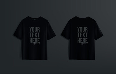 Black t-shirts with copy for brand and marketing.