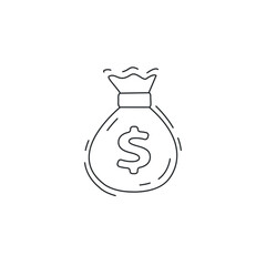 Money bag line icon, sack of money outline icon. money pouch thin line icon.