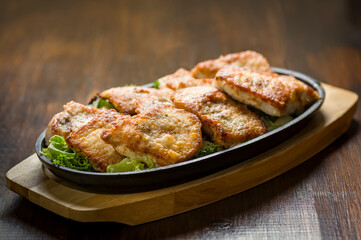 beautifully fried pieces of pork