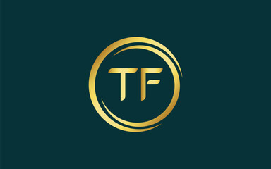 Fototapeta premium Initial Letter TF Linked Logo for business and company identity. Modern Letter TF Logo Vector Template with modern trendy golden logo