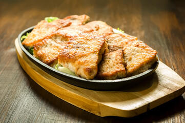 beautifully fried pieces of pork