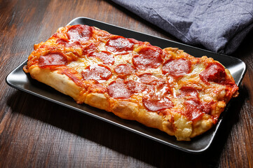 homemade pizza with salami