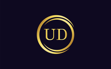 Initial Letter UD Linked Logo for business and company identity. Modern Latter UD Logo Vector Template with modern trendy golden logo