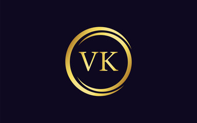 Initial Letter VK Linked Logo for business and company identity. Modern Letter VK Logo Vector Template with modern trendy golden logo