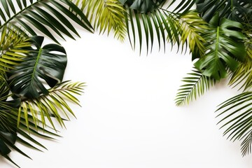 Fototapeta na wymiar Tropical palm leaves on empty background. nature concept. Generative AI