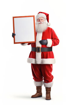 Santa Claus hold a blank whiteboard