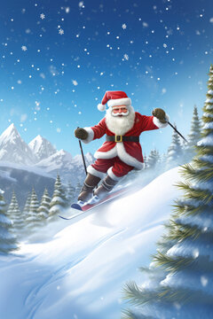 Skiing Santa Clause
