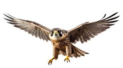 Peregrine falcon bird on white background - obrazy, fototapety, plakaty
