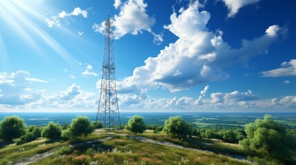 Wireless high speed internet 5G global network technology. Generative AI.