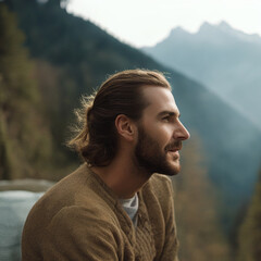 Man looking at autumn.