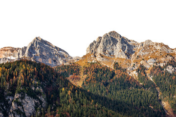 Mountain peaks of Italian Alps isolated on white or transparent background. Png. Brenta Dolomites...