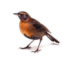Rusty blackbird bird isolated on white background.