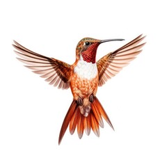 Obraz premium Rufous hummingbird bird isolated on white background.