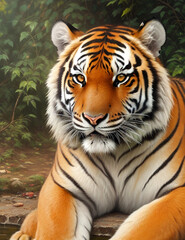 Fototapeta premium A Beautiful relaxed Tiger 