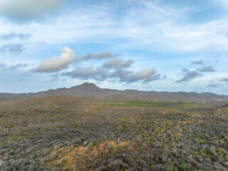 Picturesque aerial  view over the scenery on an island in the Caribbean