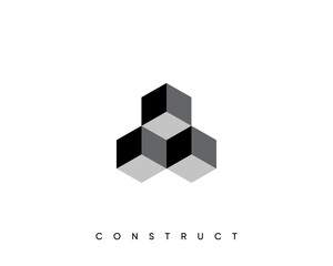 Construct logo. 3d construction vector sign. Design for architecture, planning and structure.
