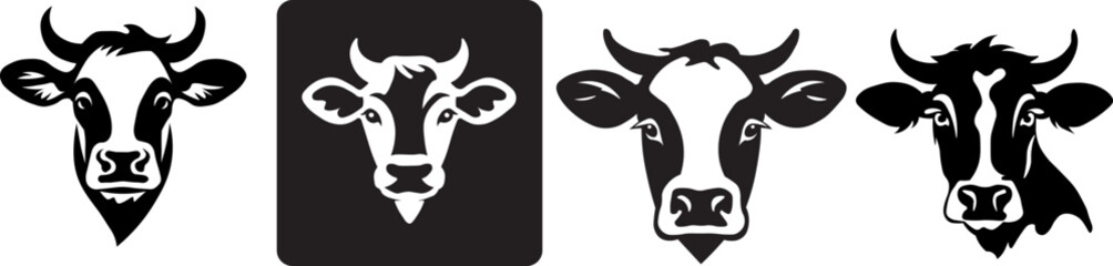 Black and White Milk Cow Dairy Farm Vector SVG Icon