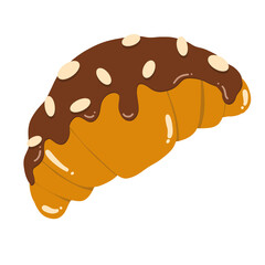 Hand draw bakery on white background, breakfast elements for menu, cute bun.