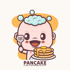 cute cartoon baby with pancake