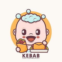 cute cartoon baby with kebab