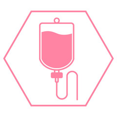 pink saline bag hexagon icon