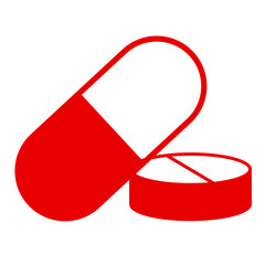 red medical pills icon