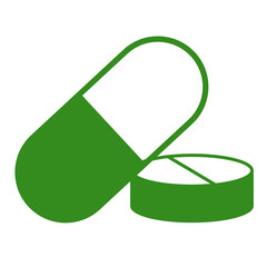 green medical pills icon
