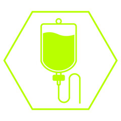 green saline bag hexagon icon