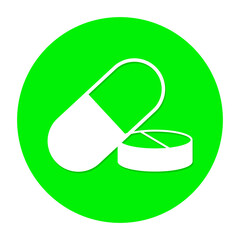 green medical pills circle icon