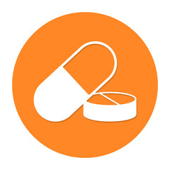 orange medical pills circle icon