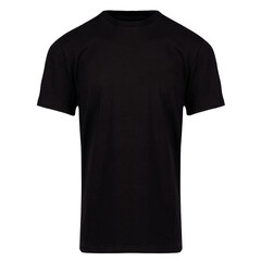 Black T-shirt Mockup on White: Front View Ghost Shot
