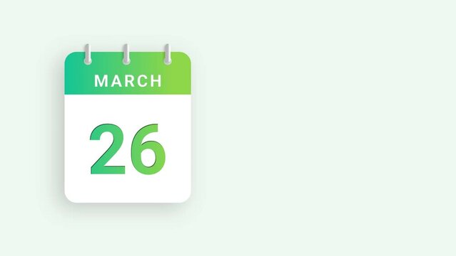 March - Calendar Animation Displaying Monthly Progression