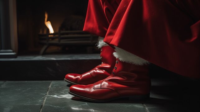 close up of Santa's red boots