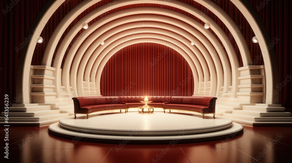 Poster a room that has a couch and a table in it. digital image.