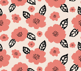 Seamless pattern with abstract flower.	