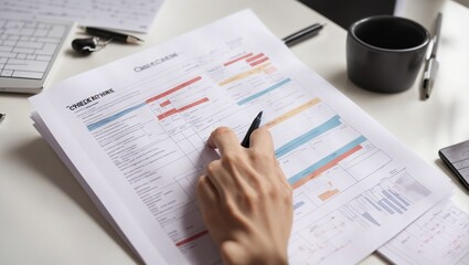 photo of a person holding a white checklist sheet on a table made by AI generative

