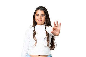 Young girl over isolated chroma key background happy and counting three with fingers