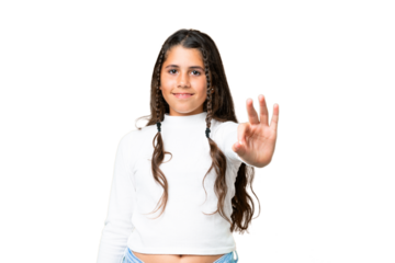 Young girl over isolated chroma key background happy and counting three with fingers