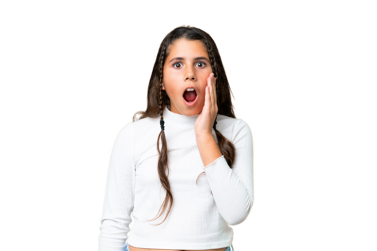 Young girl over isolated chroma key background with surprise and shocked facial expression