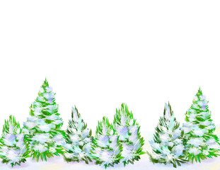 Christmas tree background with a few pines winter landscape with a transparent background PNG